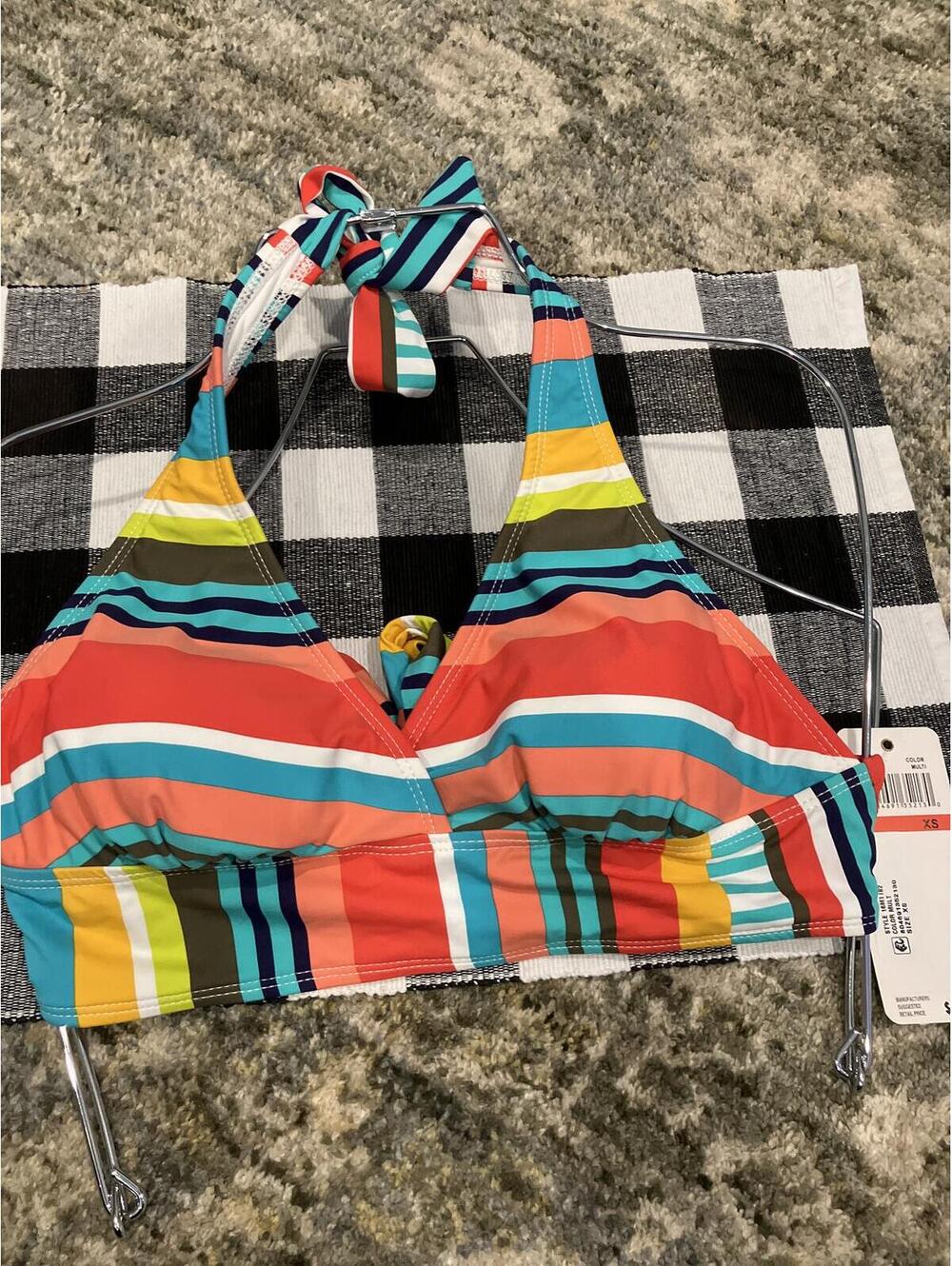 NWT Anne Cole Multicolor Striped Halter Bikini Top